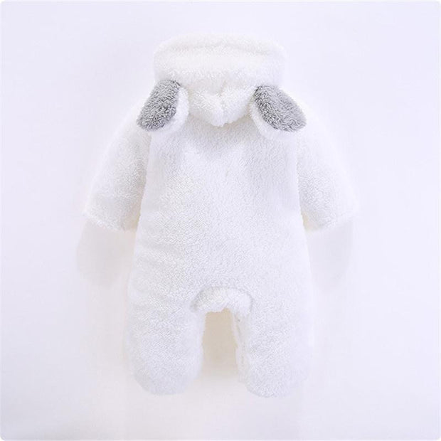 Baby 3D Bear Design Winter Hooded Jumpsuit