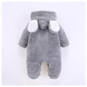 Baby 3D Bear Design Winter Hooded Jumpsuit