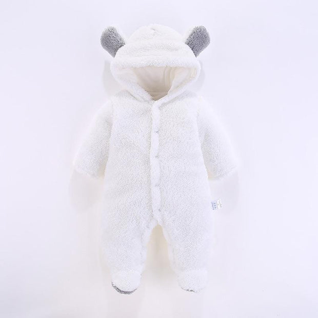 Baby 3D Bear Design Winter Hooded Jumpsuit