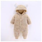 Baby 3D Bear Design Winter Hooded Jumpsuit