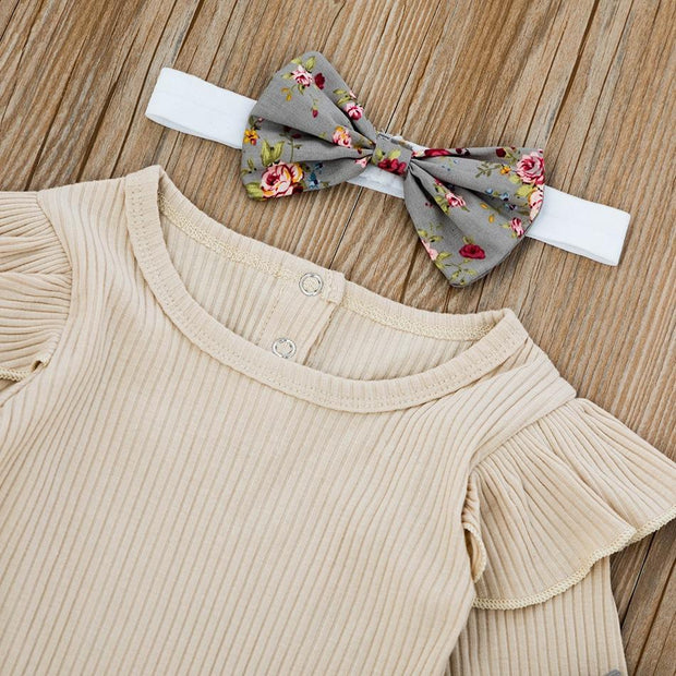 Baby Girl Lovely Bodysuit and Flower Pants Set