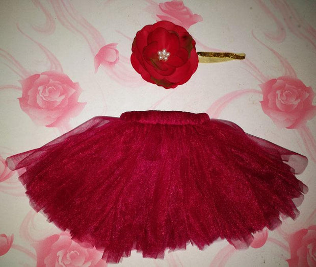 Newborn Photography Princess Tutu Skirt Headband-Burgundy