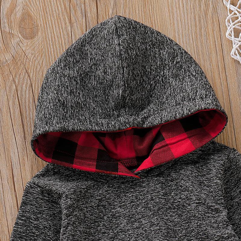 Baby Plaid Print Hoodie Set