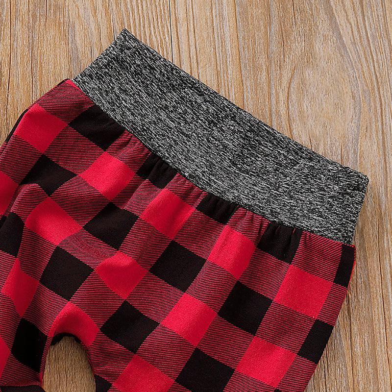 Baby Plaid Print Hoodie Set